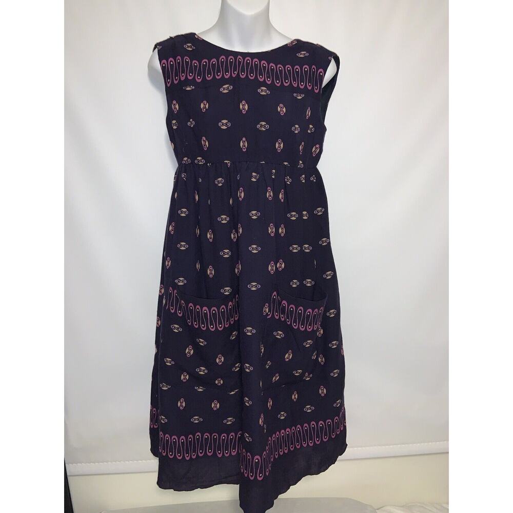 Anna Sui Smocked Cottage-core Purple Dress W/ Pockets Size 2